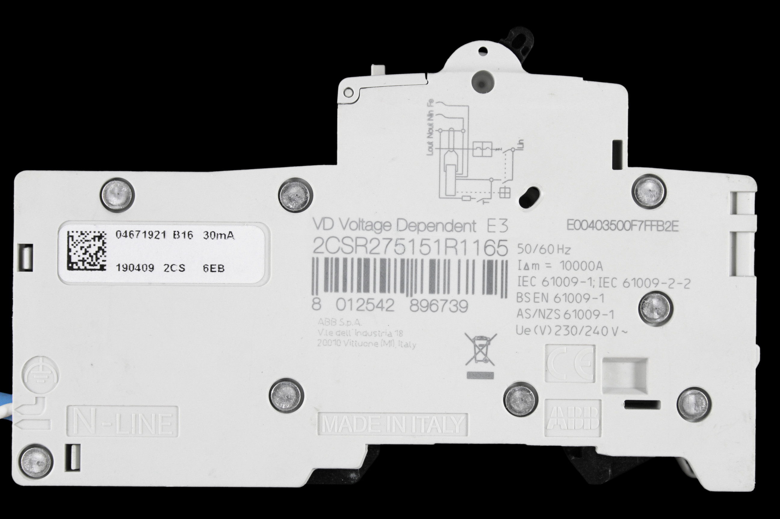 ABB 16 AMP CURVE B 10kA 30mA RCBO TYPE A 2CSR275151R1165 DSE201 M